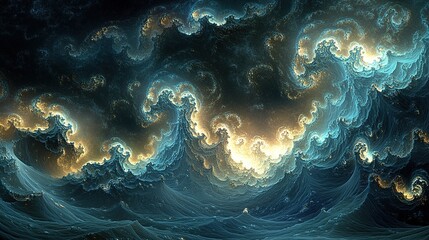 Poster - Surging waves of abstract beauty ocean depths digital art cosmic environment fractal viewpoint infinite motion