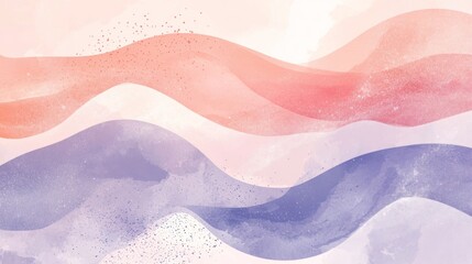 Poster - Abstract watercolor landscape with wavy layers in shades of pink purple and white a soft blend