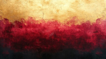 Poster - Abstract Gold and Red Texture with Artistic Brush Strokes