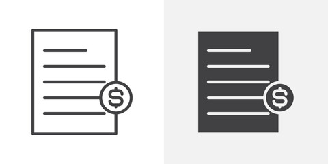 Poster - Bill paid icon Outline vector sign