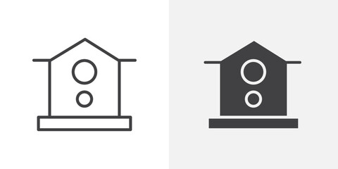 Poster - Bird house icon Outline vector sign