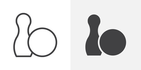 Poster - Bowling icon Outline vector sign