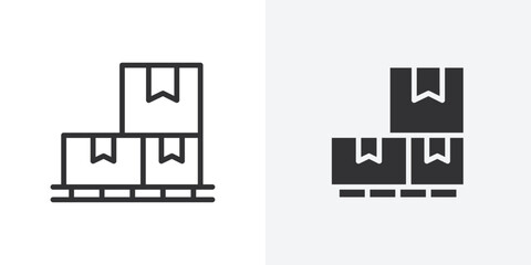 Aufkleber - box on a pallet icon Outline vector sign