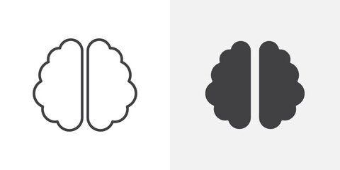Poster - Brain icon Outline vector sign