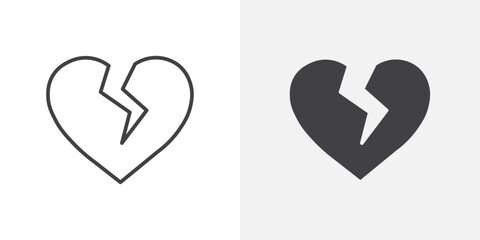Poster - Broken heart icon Outline vector sign