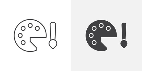 Poster - Brush and Palette icon Outline vector sign