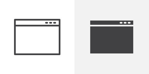 Poster - Browser window icon Outline vector sign