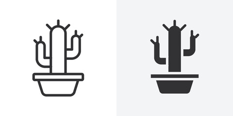 Poster - Cactus icon Outline vector sign