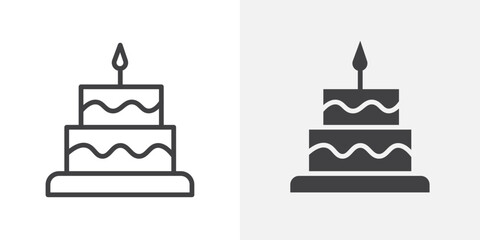 Poster - Cake icon Outline vector sign