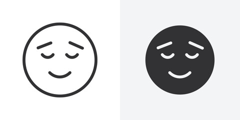 Poster - Calm Emoji icon Outline vector sign