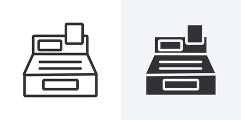 Poster - Cash register icon Outline vector sign