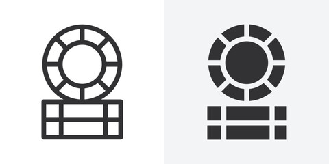 Poster - Casino chips icon Outline vector sign