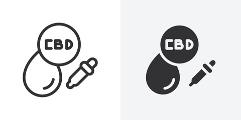 Poster - CBD oil drop icon Outline vector sign