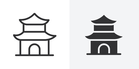 Poster - Chinese temple icon Outline vector sign