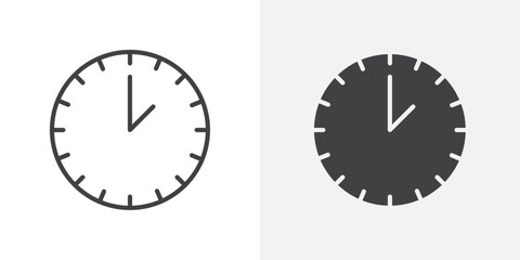 Poster - Clock two icon Outline vector sign