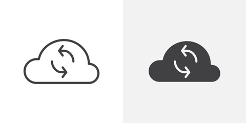 Poster - Cloud sync icon Outline vector sign