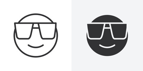 Poster - Cool Emoji Icon Outline vector sign