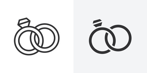 Poster - Couple Ring icon Outline vector sign