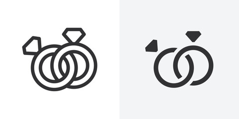 Poster - Couple Ring icon Outline vector sign