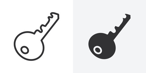 Poster - Door key icon Outline vector sign