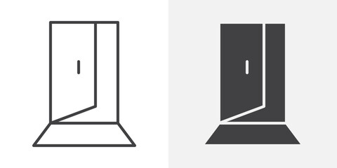 Poster - Door icon Outline vector sign