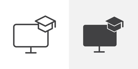 Poster - E learning icon Outline vector sign