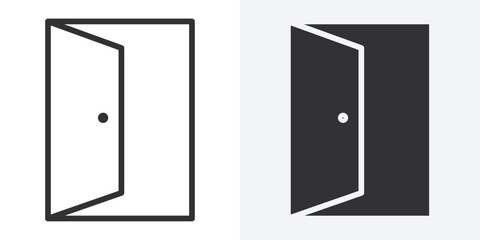 Poster - Entrance door icon Outline vector sign