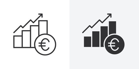 Aufkleber - Euro chart icon Outline vector sign
