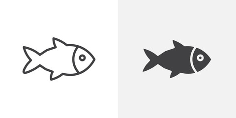 Poster - fish icon Outline vector sign