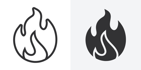 Poster - Flame fire icon Outline vector sign