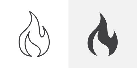 Poster - Flame icon Outline vector sign