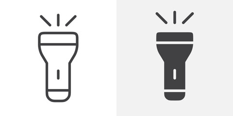 Poster - Flashlight icon Outline vector sign