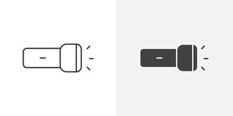 Poster - Flashlight icon Outline vector sign