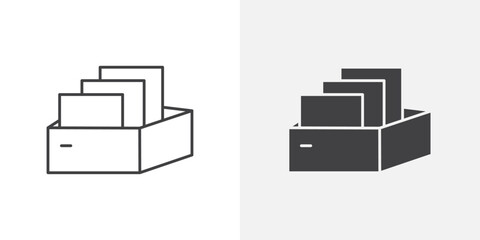Poster - Folder box icon Outline vector sign