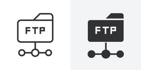Poster - FTP navigate up icon Outline vector sign