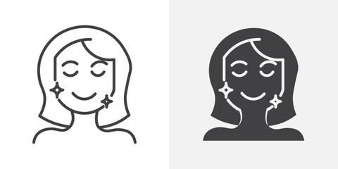 Poster - Glowing skin icon Outline vector sign