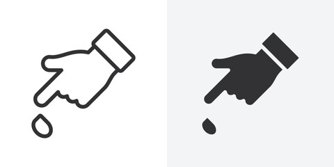 Aufkleber - Hand with blood drop icon Outline vector sign