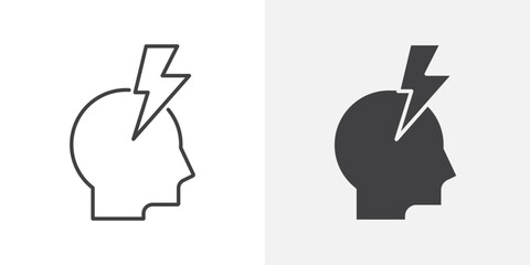 Poster - Headache icon Outline vector sign