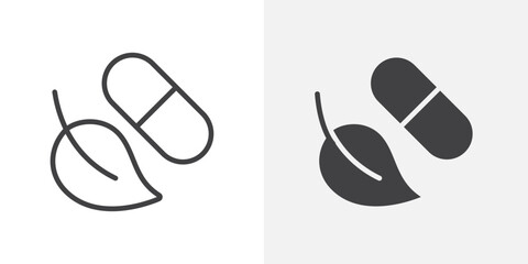 Poster - Herbal Capsule icon Outline vector sign