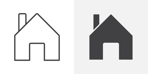 Poster - House icon Outline vector sign