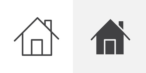 Poster - House icon Outline vector sign
