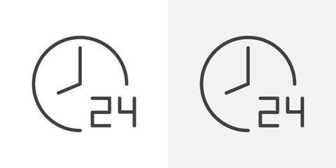 Poster - 24 hrs icon Outline vector sign