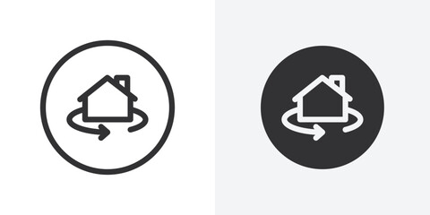 Poster - 360 degree house icon Outline vector sign