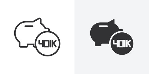 Poster - 401k retirement savings icon Outline vector sign