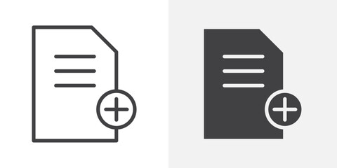 Aufkleber - Add document icon Outline vector sign
