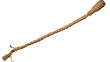 © yeewa - Twisted Hemp Rope: A long length of thick, natural-fiber hemp rope, intricately twisted and frayed at the ends, isolated against a plain background. The texture is rough and rustic.