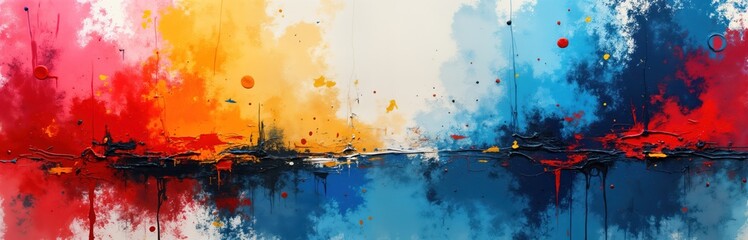 Poster - vibrant abstract artwork with colorful vibrant splashes, brushstrokes. modern impressionism style. d