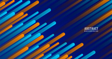 Poster - blue orange abstract background overlap layer on bright space with rounded lines effect decoration. 