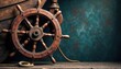 © OneWayPhoto - Old ship wheel with rope and pulley, sailing, pulley