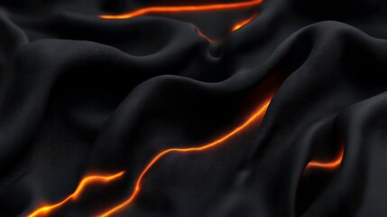 Poster - Sleek black fabric with glowing orange highlights creates dynamic flow